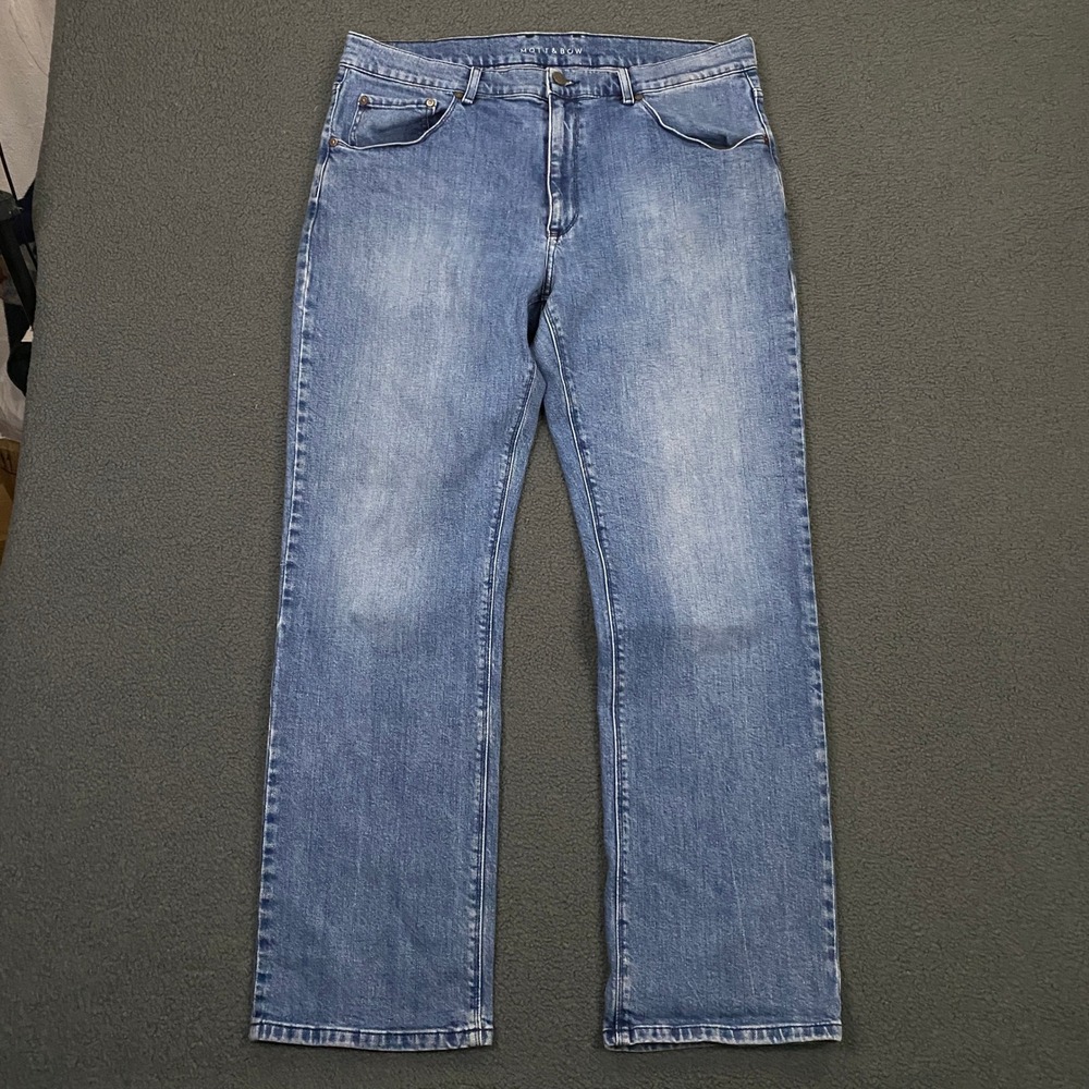 Mott & Bow Jeans Men 38x32 Blue Straight Leg Medium Wash Stretch Casual Denim
